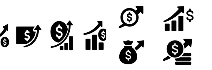 Aufkleber - Set of web icons representing financial growth, investments, and monetary symbols for digital applications and websites