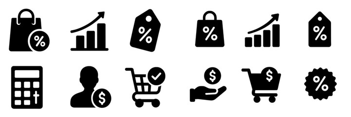 Aufkleber - Collection of web icons representing business, finance, and shopping concepts for digital applications