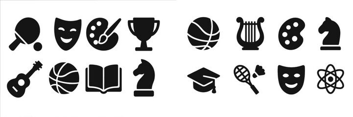 Leinwandbilder - Web icons collection featuring sports, arts, and education symbols for digital design and content creation