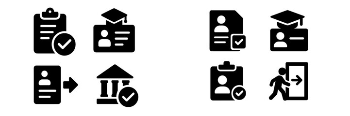 Fototapete - Collection of web icons representing user management and educational verification processes for online platforms