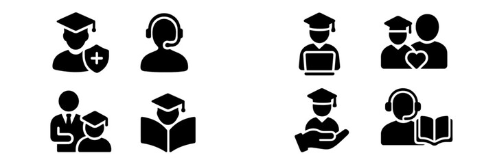 Leinwandbilder - Collection of web icons representing various educational and professional activities in a modern style