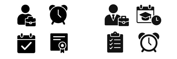 Leinwandbilder - Collection of web icons showcasing various professional activities and time management tools for modern productivity
