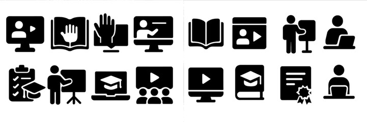 Aufkleber - Collection of web icons representing various educational and interactive activities for digital learning environments