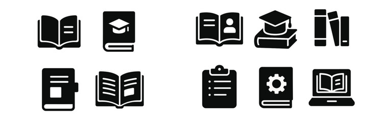 Poster - Collection of web icons representing various aspects of learning, education, and information organization