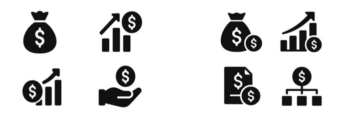 Aufkleber - Collection of web icons featuring finance and investment symbols for digital design projects