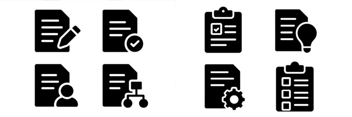 Leinwandbilder - Collection of web icons depicting various document-related actions and elements for digital interface use