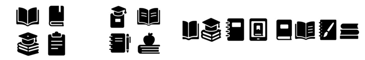 Aufkleber - Collection of web icons featuring various book and education symbols in a sleek, modern design suitable for digital applications