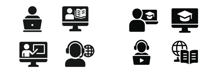 Aufkleber - Collection of web icons representing online learning and education activities