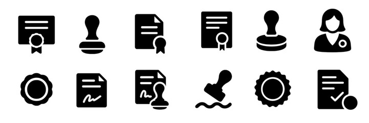 Fototapete - Set of black web icons depicting various document-related symbols for digital use in applications and websites