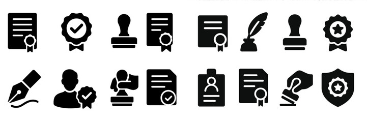 Fototapete - Various web icons representing documents, certifications, and professional activities suitable for digital interfaces