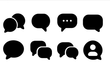 Aufkleber - Set of black web icons depicting various speech and user chat symbols for digital communication tools