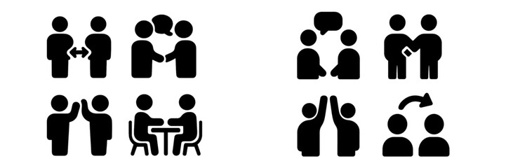 Aufkleber - Set of web icons depicting various interactions and communication methods among people in a digital context