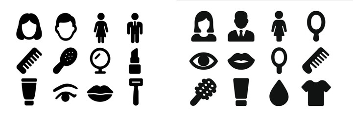 Poster - Collection of stylish web icons representing beauty and grooming essentials for modern design projects