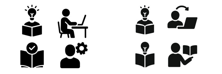 Leinwandbilder - Set of web icons representing learning, studying, and knowledge activities for educational purposes