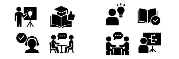 Poster - Web icons representing various activities and concepts related to learning, collaboration, and communication in a modern educational environment