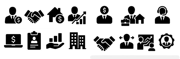 Poster - Set of web icons representing business activities, finance, and professional collaboration