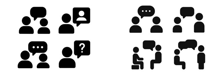 Fototapete - Collection of web icons depicting interactive communication and dialogue among users in various formats