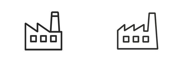 Fototapete - Collection of web icons representing industrial buildings and factories in a sleek, minimalist design