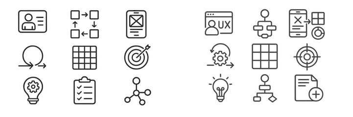 Poster - Web icons collection featuring user profiles, interfaces, project management, analytics, and design tools for digital applications