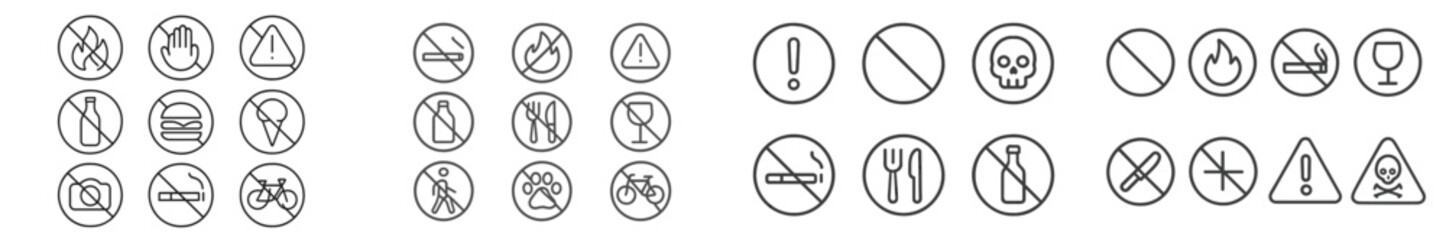 Aufkleber - Collection of web icons representing various activities, warnings, and symbols for safety and behavior guidance