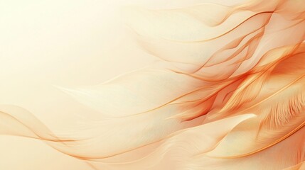 Poster - Abstract Orange and Beige Flowing Waves with Intricate Patterns