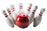 bowling ball hits bowling pins isolated on white background. PNG.AI GENERATED