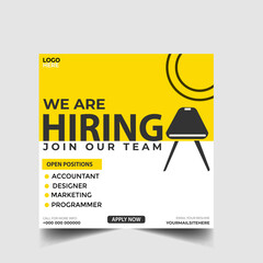 Wall Mural - We are hiring recruitment open job vacancy design vector social media post banner template or web banner layout	