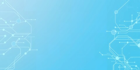 Poster - Light blue background with circuit board lines and connections on the left and right side
