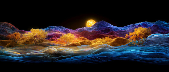 Poster - Colorful Abstract Pixelated Mountains Landscape