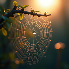 spider web with dew