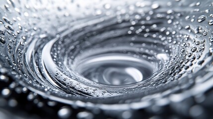 Poster - Silver Swirling Water Vortex Close Up