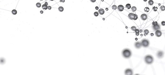 Leinwandbilder - Abstract image of interconnected gray spheres representing network, connection, or technology.