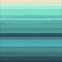 Aufkleber - Abstract Ocean Waves Illustration in Gradient Shades of Blue and Green Serene Coastal Art Graphic Design