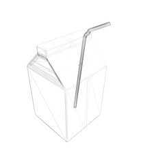 Poster - A carton of milk with a straw sticking out of it. The straw is bent and twisted, and the carton is empty