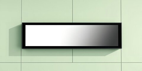 Poster - A rectangular black framed screen showing a gradient from white to gray on a green wall