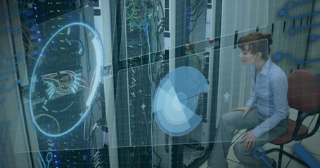 Poster - Image of statistics and data processing on grey background