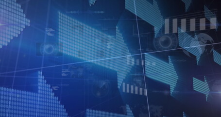 Poster - Image of statistics and data processing on grey background
