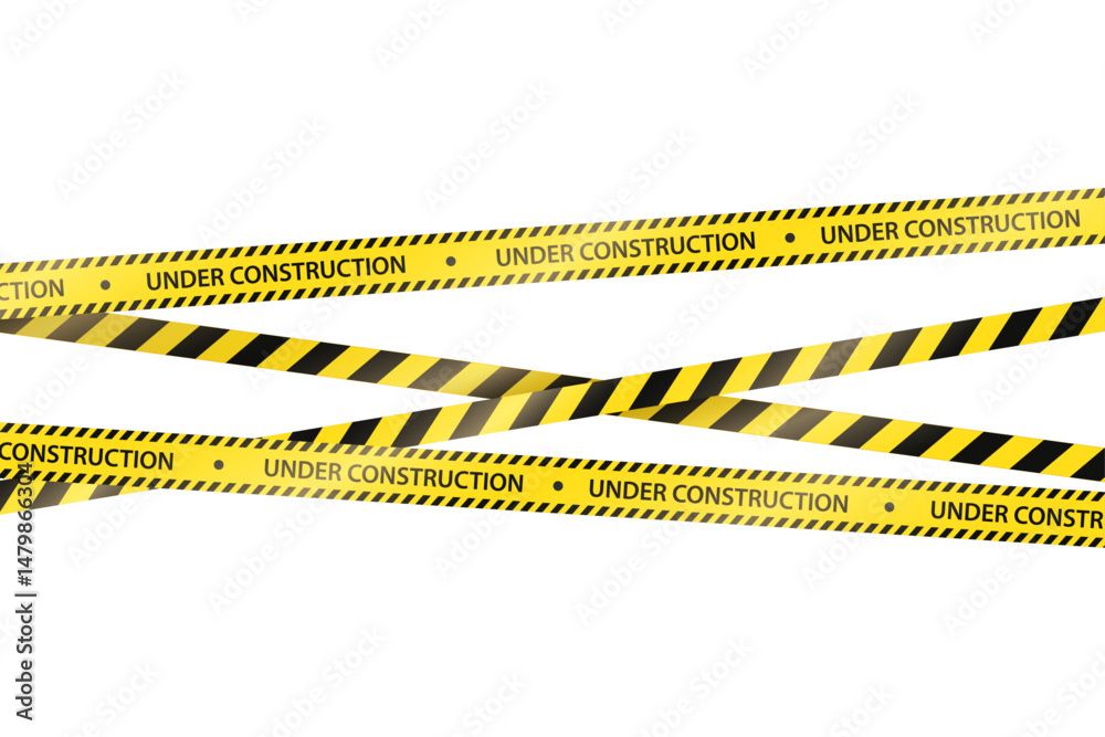 Vector yellow striped under construction safety barricade tape Stock ...