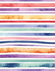 Poster - A vibrant watercolor design featuring striped patterns in various colors, suitable for use as a decorative element or design inspiration