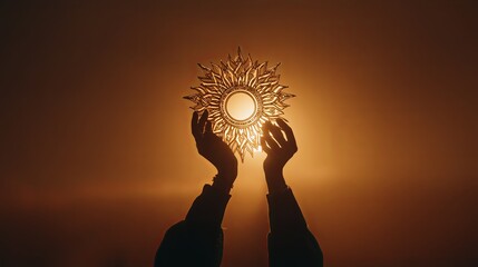 Wall Mural - Person Holding Sun in Hands