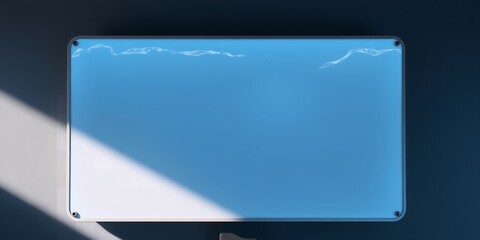 Poster - A minimalist illustration of a rectangular screen displaying a blue sky with faint clouds