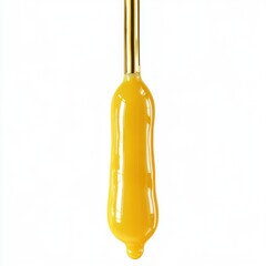 Poster - Dripping Yellow Honey Close Up Against White Background Studio Shot Sweet Golden Syrup Food Photography