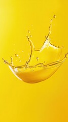 Poster - Splashing Liquid on Yellow Background Studio Shot Abstract Still Life High Speed Photography