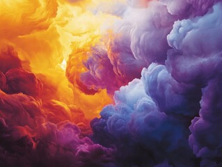 Poster - Abstract clouds in vivid colors swirling in a dynamic composition creating a dreamlike atmosphere from a low angle perspective