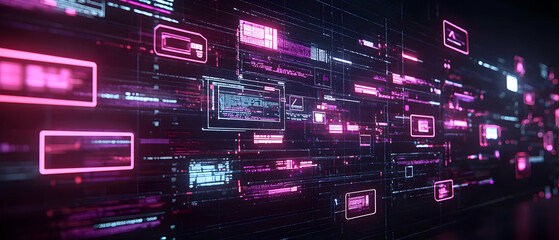 Poster - Abstract Neon Digital Interface Background