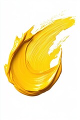Poster - Abstract Swirl of Yellow Paint on White Backdrop Studio Shot Artistic Expression Close Up View