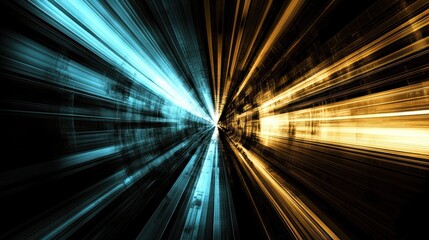 Poster - Abstract Speed Tunnel, Radiating Light Trails