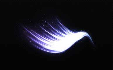 Wall Mural - magic comet with sparkling glares. dynamic glowing trail with curved flow. sparkling wavy lines on t