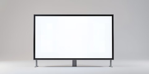 Poster - A blank billboard with a black frame and metal legs stands against a neutral background wall