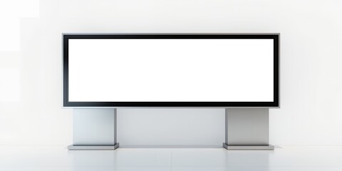 Poster - Large blank billboard with a black frame and silver supports against a white background
